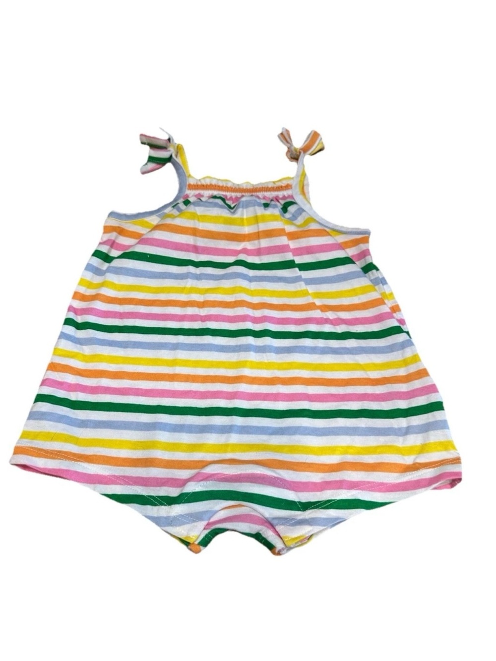 Old Navy Baby Girls 3-6M Rainbow Stripe Tie Strap Romper One Piece Summer